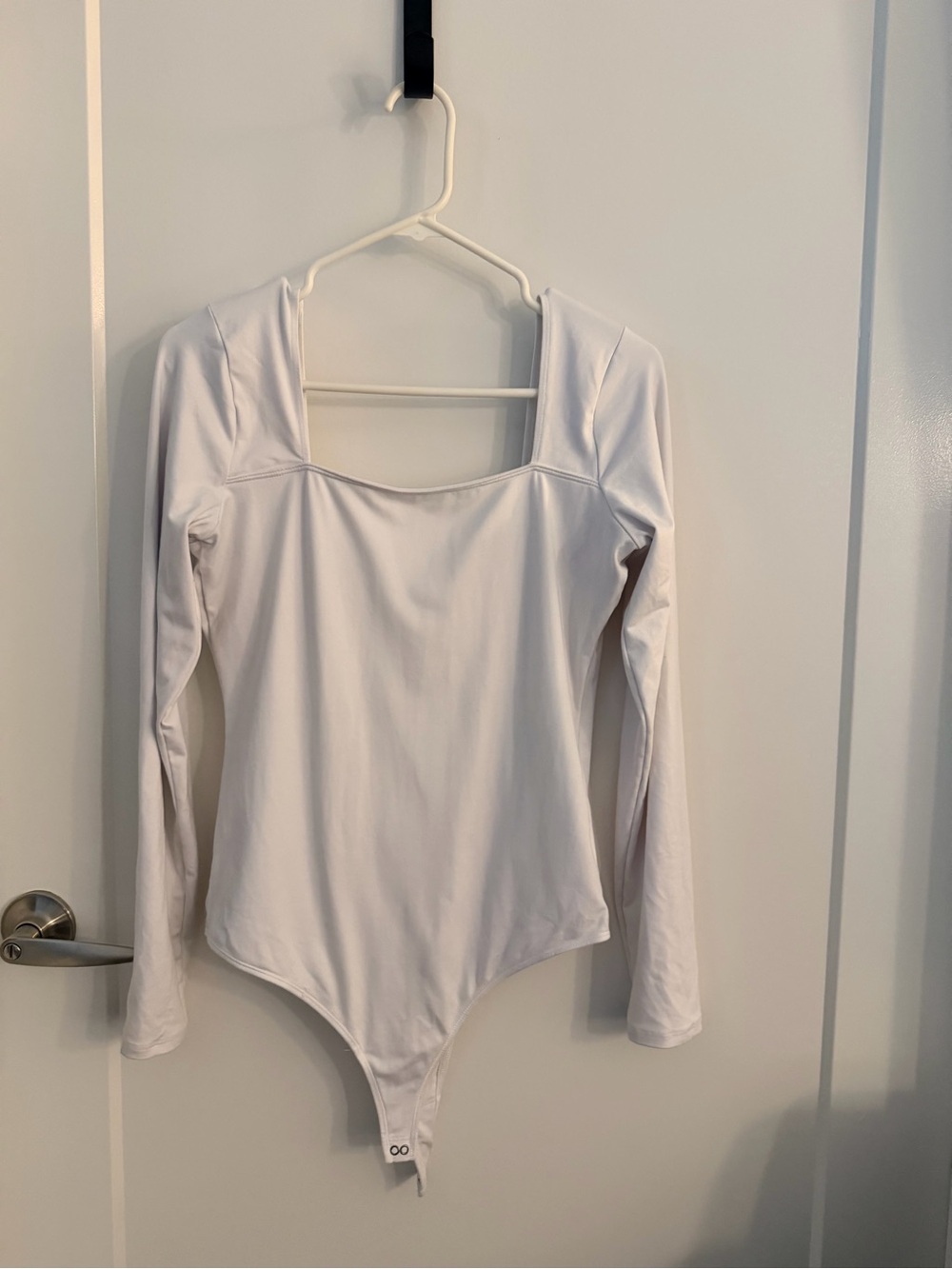 Hollister White Long-Sleeve Square Neck Bodysuit